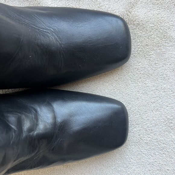 Steve Madden Lourde Black Leather Black Ankle Boot Bootie Square Toe Women 8 M - Picture 6 of 16